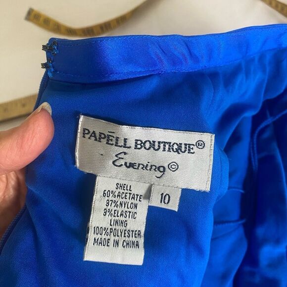 Elegant Adrianna Papell Boutique Evening maxi halter dress deep blue V neck - Picture 11 of 15